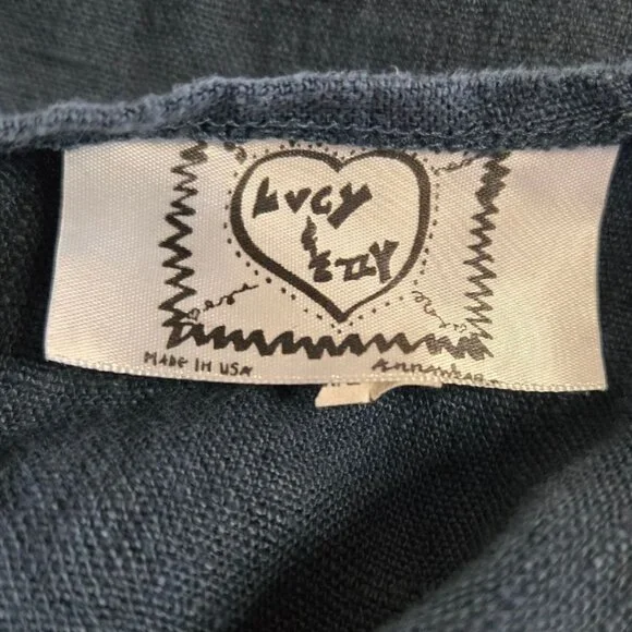 Vintage Lucky & Izzy M/L Linen Long Sleeve Dress Hand Painted Wearable Art Boho - Picture 12 of 13